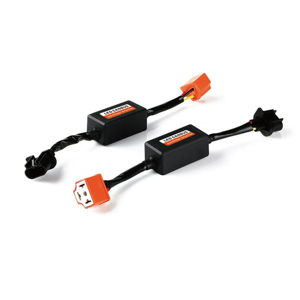 Pair Xprite H13 9008 LED Headlight Jeep JK Anti Flicker Harness Canbus Adapter Wiring Kits Warning Error Free Resistor Canceler Decoder 